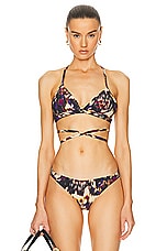 Isabel Marant Solange Bikini Top in Ochre & Black, view 1, click to view large image.