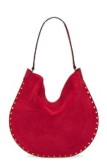 Isabel Marant Oskan Soft Hobo Bag in Scarlet Red, view 3, click to view large image.