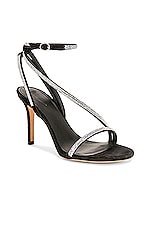 Isabel Marant Atria Strassy Sandal in Silver, view 2, click to view large image.