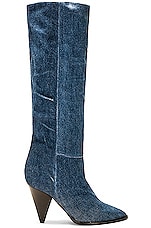 Isabel Marant Ririo Denim Slouchy Boot in Light Blue, view 1, click to view large image.