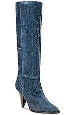 Isabel Marant Ririo Denim Slouchy Boot in Light Blue, view 2, click to view large image.