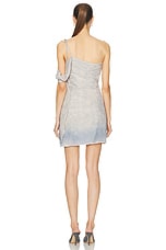 Jade Cropper One Shoulder Mini Dress in Wilted Flowers Blue & Beige, view 4, click to view large image.