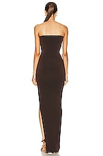 Jade Cropper Strapless Maxi Dress in Dark Brown, view 3, click to view large image.
