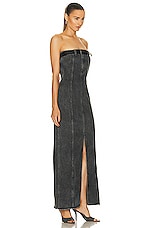 Jade Cropper Strapless Denim Dress in Grey, view 2, click to view large image.