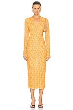 Jade Cropper Long Sleeve Logo Dress in Logo Orange, view 1, click to view large image.