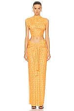 Jade Cropper Long Sleeve Logo Dress in Logo Orange, view 2, click to view large image.