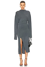 Jade Cropper Long Sleeve Oversized Slit Dress in Dye Grey, view 1, click to view large image.