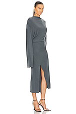 Jade Cropper Long Sleeve Oversized Slit Dress in Dye Grey, view 2, click to view large image.