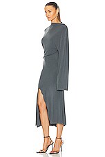 Jade Cropper Long Sleeve Oversized Slit Dress in Dye Grey, view 3, click to view large image.
