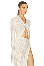 Jade Cropper Long Sleeve Cardigan in Light Beige, view 2, click to view large image.