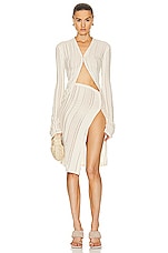 Jade Cropper Long Sleeve Cardigan in Light Beige, view 4, click to view large image.