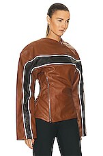 Jade Cropper Reflective Gigi Jacket in Light Brown, view 2, click to view large image.