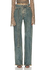 Jade Cropper Wrap Belt Trouser in Dye Grey & Blue, view 1, click to view large image.