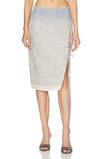 Jade Cropper High Slit Midi Skirt in Wilted Flowers & Beige, view 1, click to view large image.