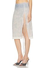 Jade Cropper High Slit Midi Skirt in Wilted Flowers & Beige, view 3, click to view large image.
