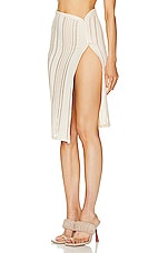 Jade Cropper Knit Mini Skirt in Light Beige, view 3, click to view large image.