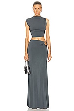 Jade Cropper Metal Wire Long Skirt in Dye Grey, view 5, click to view large image.