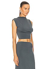 Jade Cropper Asymmetric Crop Top in Dye Grey, view 2, click to view large image.