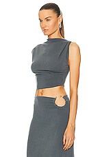 Jade Cropper Asymmetric Crop Top in Dye Grey, view 3, click to view large image.
