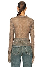Jade Cropper Draped Top in Wilted Flowers, Khaki, & Beige, view 4, click to view large image.