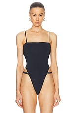 Jade Cropper Open Back Bodysuit in Dark Navy, view 2, click to view large image.