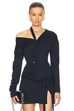 Jade Cropper One Shoulder Top in Dark Navy, view 1, click to view large image.