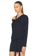 Jade Cropper One Shoulder Top in Dark Navy, view 3, click to view large image.