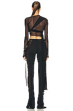 Jade Cropper Mesh Wrap Top in Black, view 4, click to view large image.