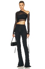 Jade Cropper Mesh Wrap Top in Black, view 5, click to view large image.