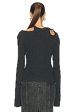 Jade Cropper Braided Long Sleeve Top in Grey, view 3, click to view large image.