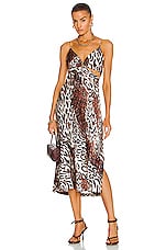 JONATHAN SIMKHAI STANDARD Eliza Slip Dress in Champagne Abstract Leopard, view 1, click to view large image.