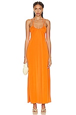 JONATHAN SIMKHAI STANDARD Hayes Pebble Jersey U-neck Draped Back Maxi Dress in Tangelo, view 1, click to view large image.