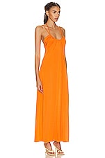 JONATHAN SIMKHAI STANDARD Hayes Pebble Jersey U-neck Draped Back Maxi Dress in Tangelo, view 2, click to view large image.