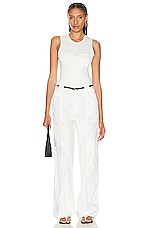 JONATHAN SIMKHAI STANDARD Calista Denim Shirting Utility Pant in White, view 5, click to view large image.