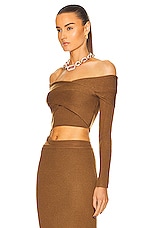 JONATHAN SIMKHAI STANDARD Darla Top in Chocolate, view 3, click to view large image.