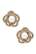 Jennifer Behr Loren Earrings in Crystal Antique Gold, view 1, click to view large image.