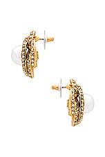 Jennifer Behr Loren Earrings in Crystal Antique Gold, view 2, click to view large image.
