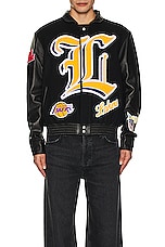 Jeff Hamilton Lakers Jacket in Black, view 5, click to view large image.