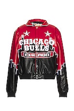 Jeff Hamilton Skyline Chicago Bulls Jacket in Red, view 1, click to view large image.