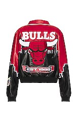 Jeff Hamilton Skyline Chicago Bulls Jacket in Red, view 2, click to view large image.