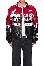 Jeff Hamilton Skyline Chicago Bulls Jacket in Red, view 5, click to view large image.