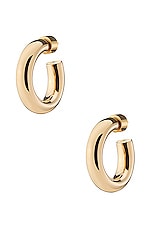 Jennifer Fisher Samira Huggie Earrings in 10k Yellow Gold Plated Brass, view 1, click to view large image.
