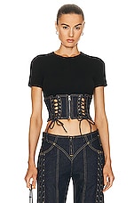 Jean Paul Gaultier Laced Denim Waist Corset in Indigo, view 1, click to view large image.