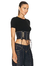 Jean Paul Gaultier Laced Denim Waist Corset in Indigo, view 2, click to view large image.