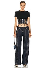 Jean Paul Gaultier Laced Denim Waist Corset in Indigo, view 4, click to view large image.