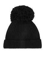 Jean Paul Gaultier Beanie With Pom Pom in Black, view 1, click to view large image.