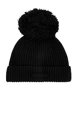 Jean Paul Gaultier Beanie With Pom Pom in Black, view 2, click to view large image.