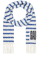 Jean Paul Gaultier Mariniere Scarf in White & Blue, view 1, click to view large image.