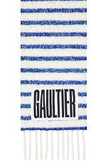 Jean Paul Gaultier Mariniere Scarf in White & Blue, view 3, click to view large image.