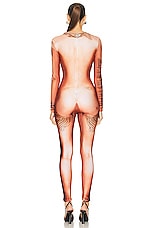 Jean Paul Gaultier Printed Corps Long Sleeve High Neck Jumpsuit in Light Nude, view 3, click to view large image.
